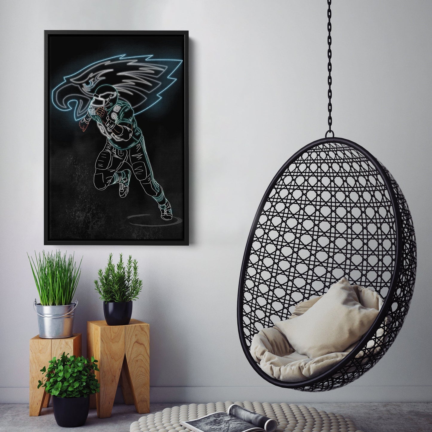 Reggie White Neon Canvas Art | Eagles Wall Decor