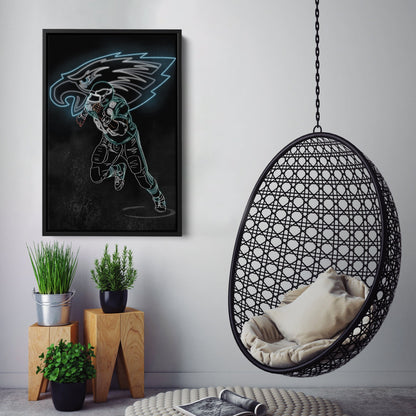Reggie White Neon Canvas Art | Eagles Wall Decor