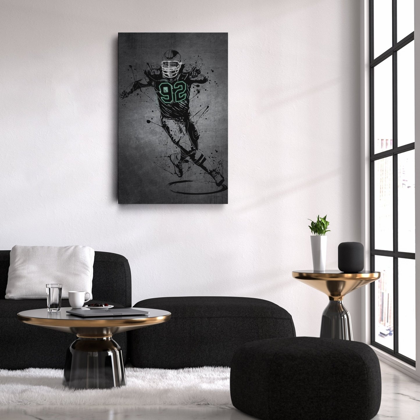 Reggie White Neon Canvas Art | Modern Wall Decor for Eagles Fans