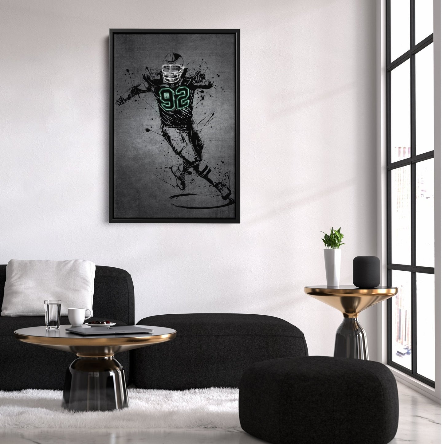 Reggie White Neon Canvas Art | Modern Wall Decor for Eagles Fans