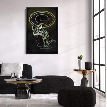 Reggie White Neon Canvas Art | Packers Wall Decor