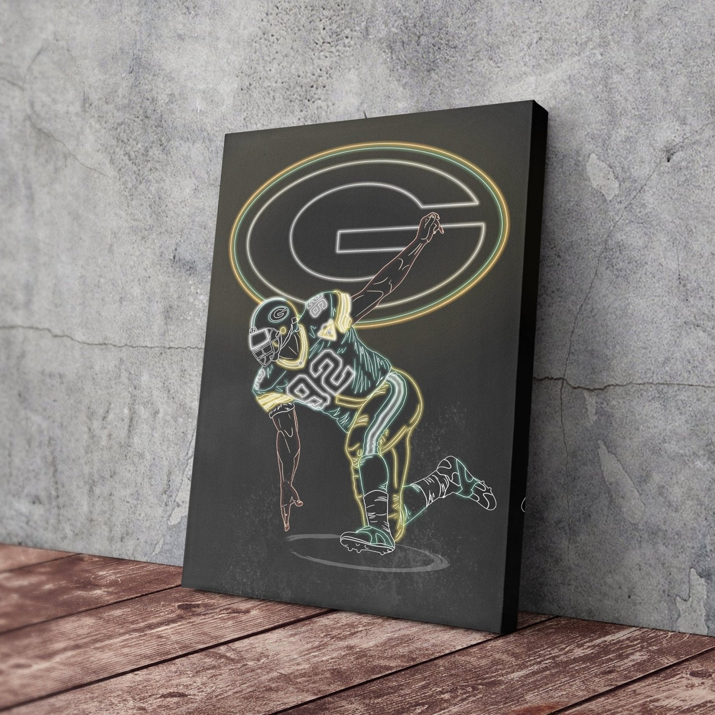 Reggie White Neon Canvas Art | Packers Wall Decor