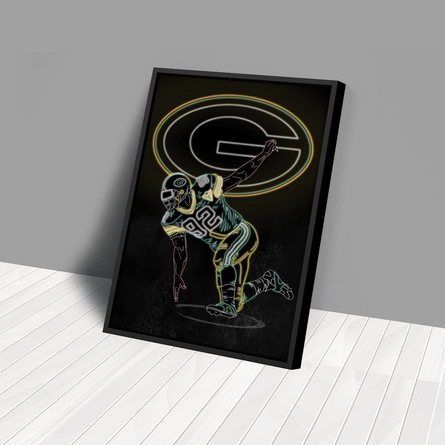 Reggie White Neon Canvas Art | Packers Wall Decor