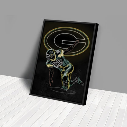 Reggie White Neon Canvas Art | Packers Wall Decor