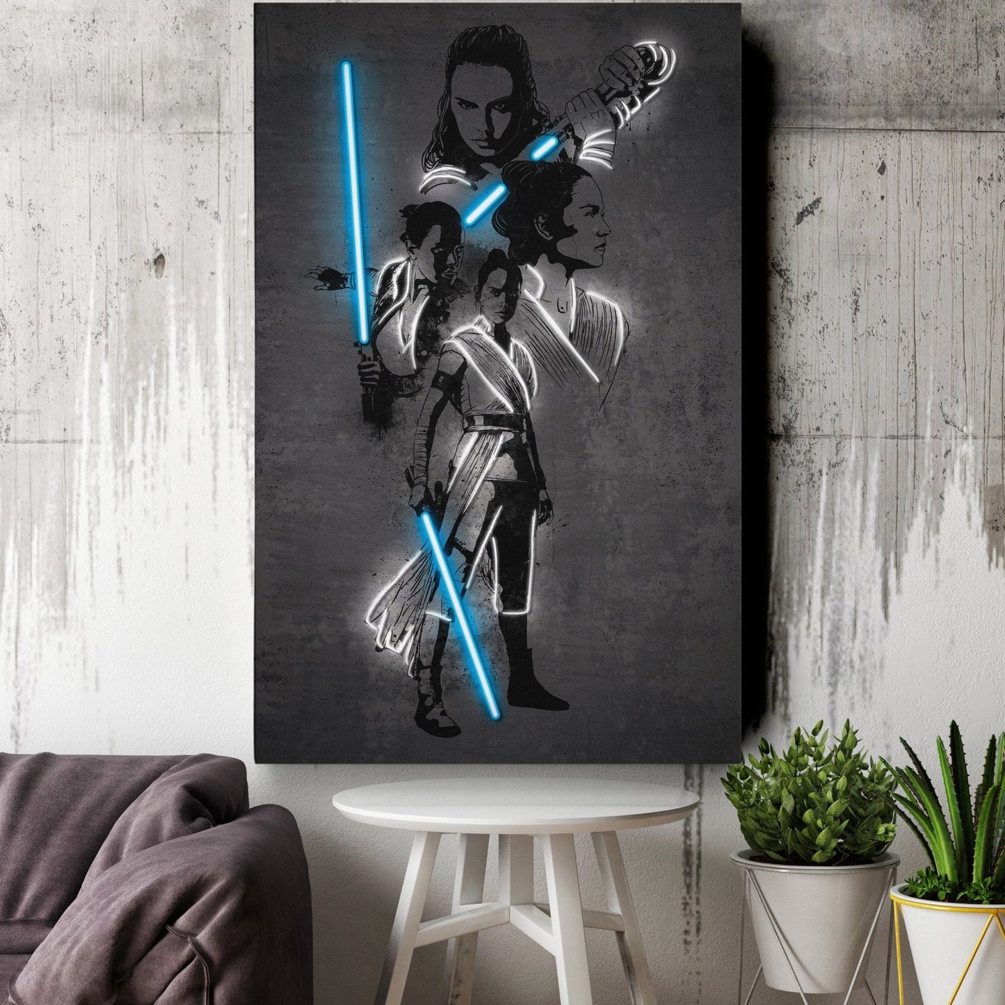 Rey Skywalker Canvas | Star Wars Neon Wall Art