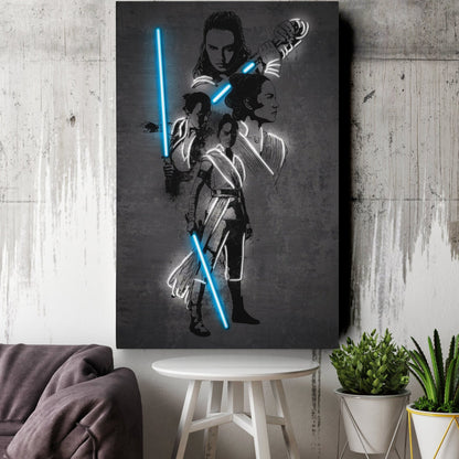 Rey Skywalker Canvas | Star Wars Neon Wall Art