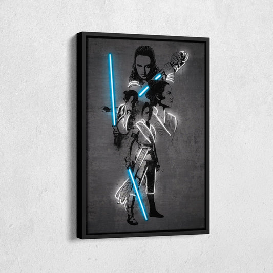 Rey Skywalker Canvas | Star Wars Neon Wall Art