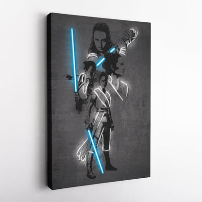Rey Skywalker Canvas | Star Wars Neon Wall Art