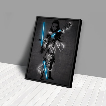 Rey Skywalker Canvas | Star Wars Neon Wall Art