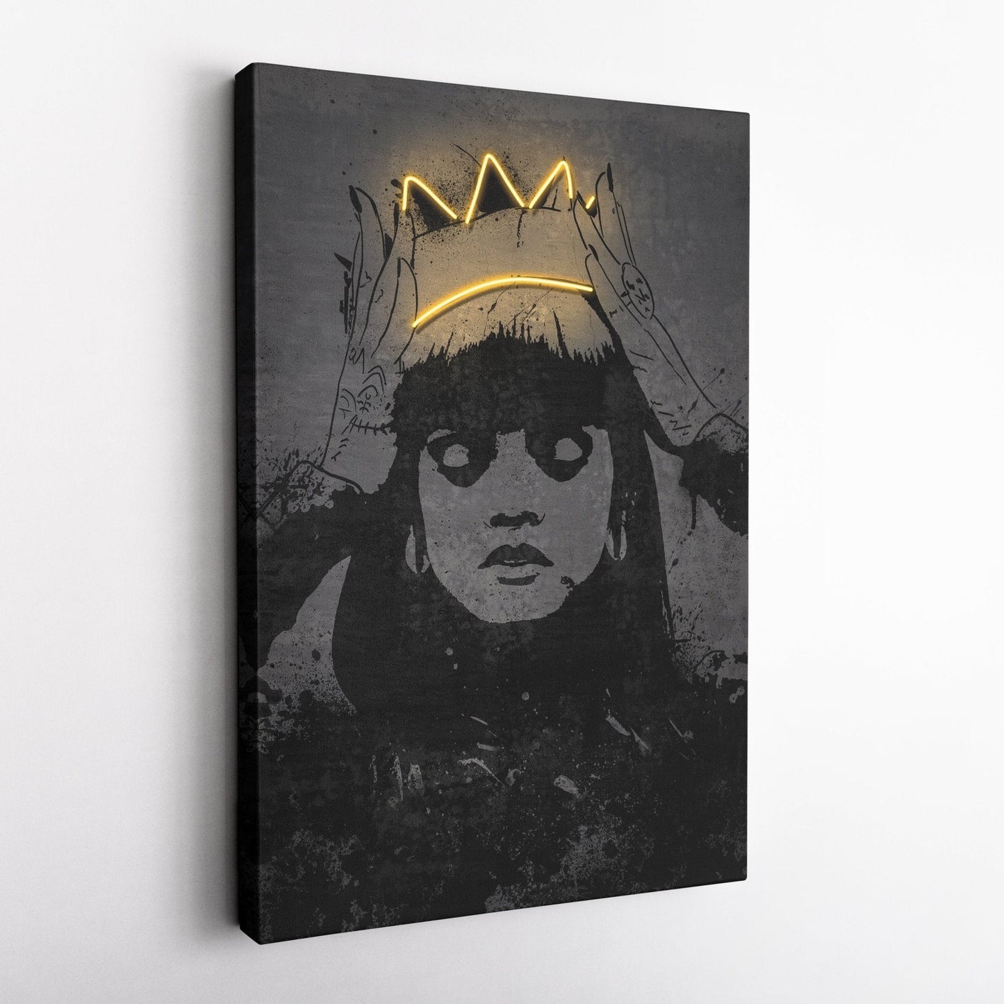 Rihanna Neon Canvas Art | Music Wall Decor