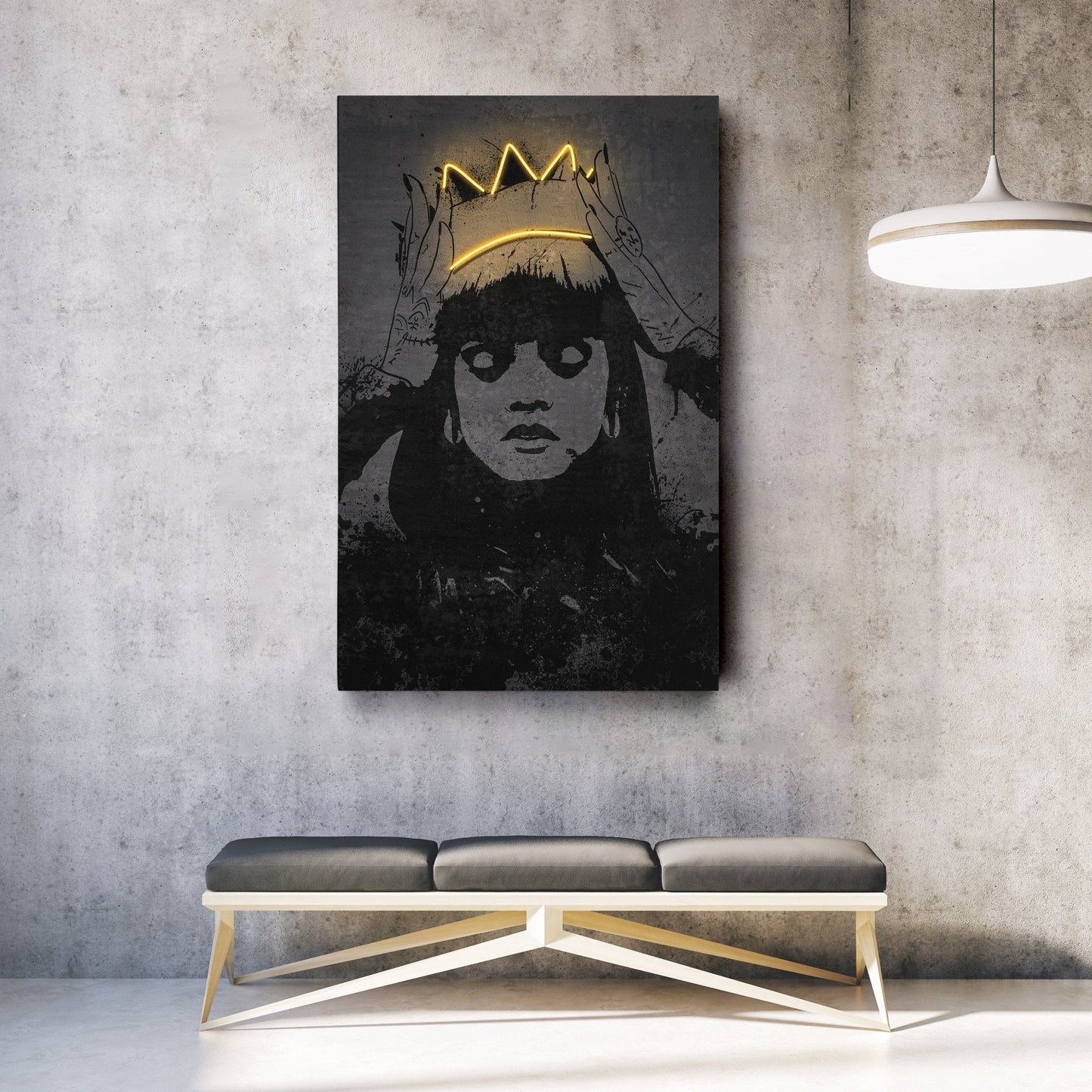 Rihanna Neon Canvas Art | Music Wall Decor