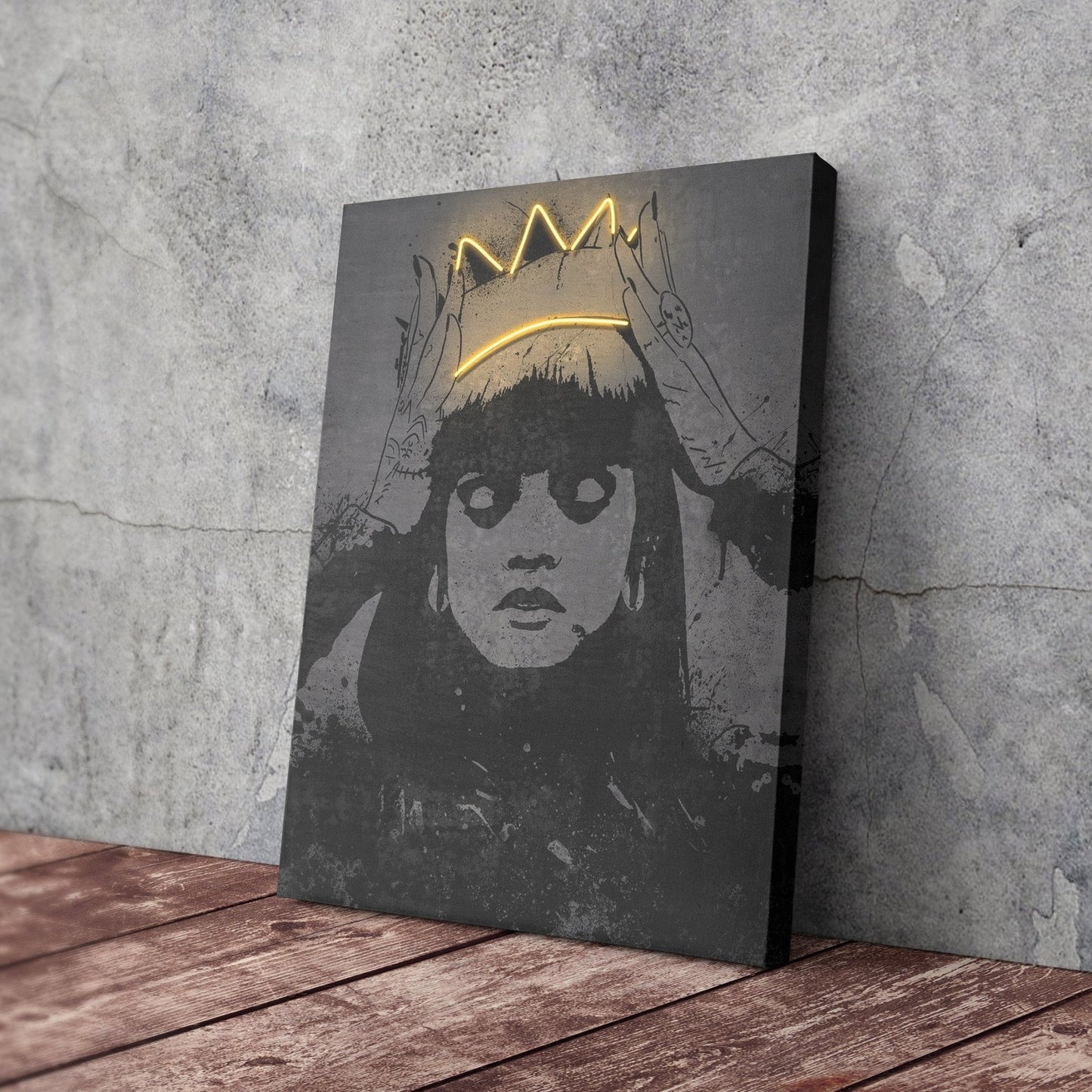 Rihanna Neon Canvas Art | Music Wall Decor
