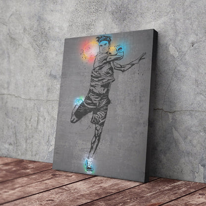 Roger Federer Neon Canvas Art | Modern Wall Decor for Tennis Fans