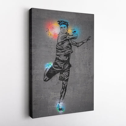 Roger Federer Neon Canvas Art | Modern Wall Decor for Tennis Fans