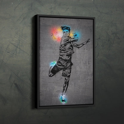 Roger Federer Neon Canvas Art | Modern Wall Decor for Tennis Fans