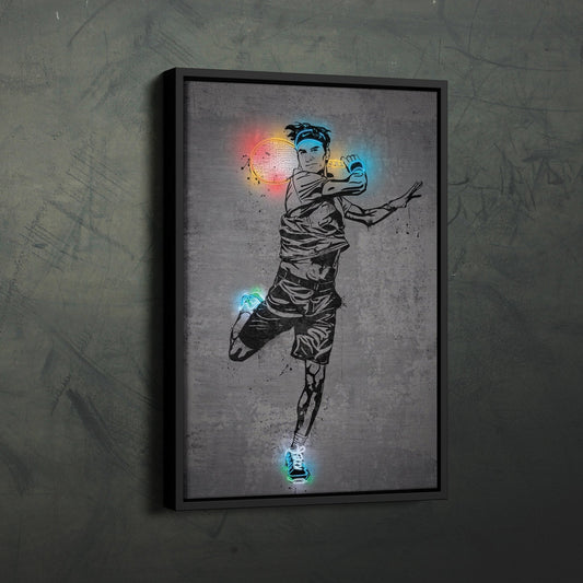 Roger Federer Neon Canvas Art | Modern Wall Decor for Tennis Fans