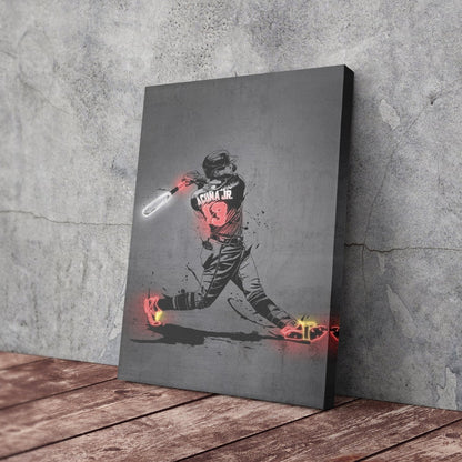 Ronald Acuña Jr Neon Canvas Art | Modern Wall Decor for Braves Fans