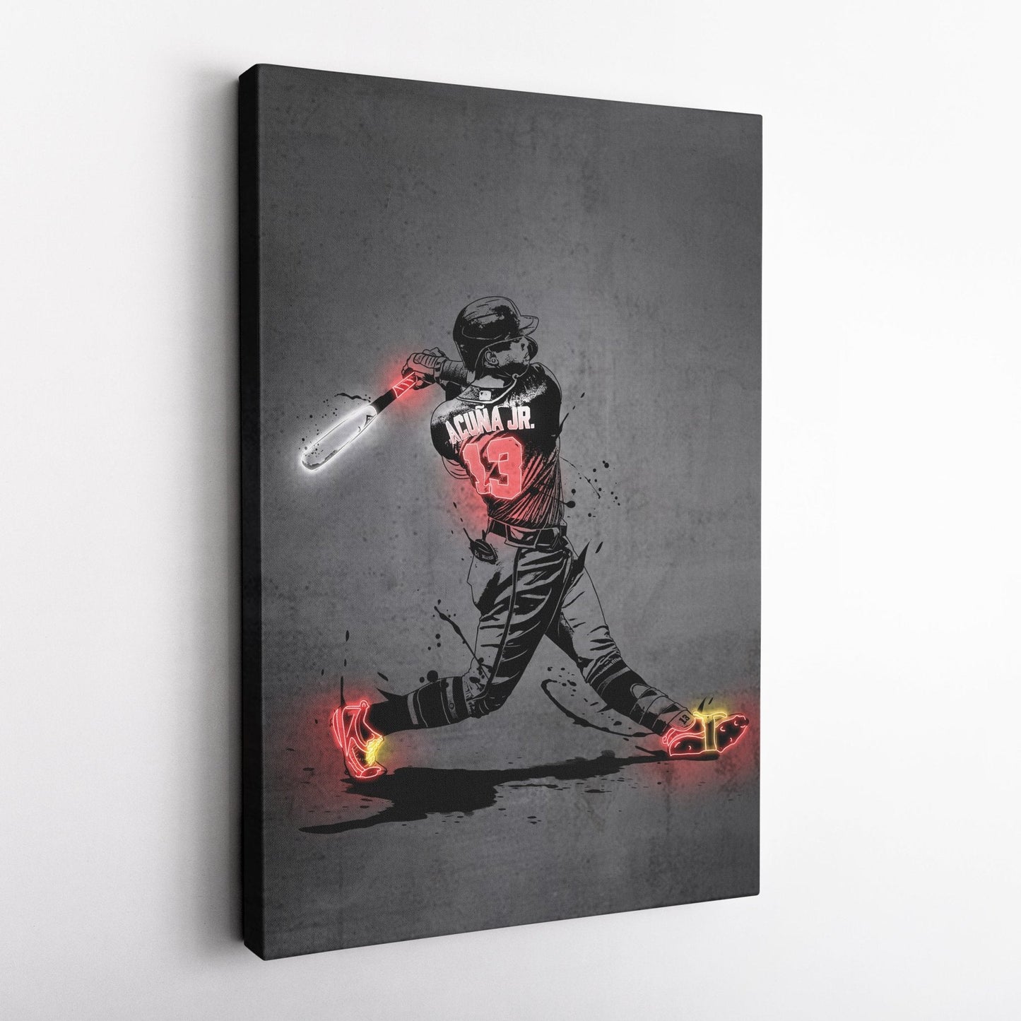 Ronald Acuña Jr Neon Canvas Art | Modern Wall Decor for Braves Fans