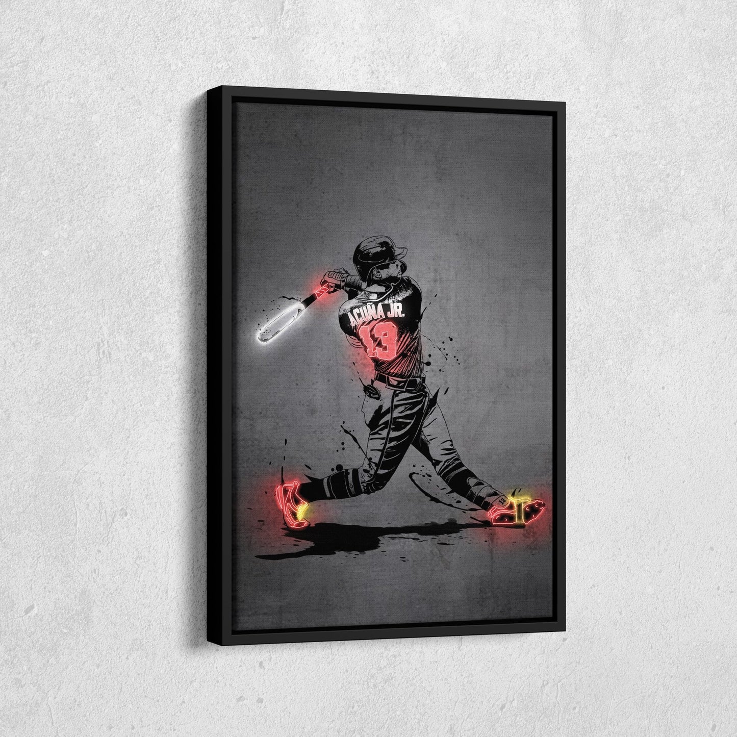 Ronald Acuña Jr Neon Canvas Art | Modern Wall Decor for Braves Fans