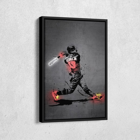 Ronald Acuña Jr Neon Canvas Art | Modern Wall Decor for Braves Fans