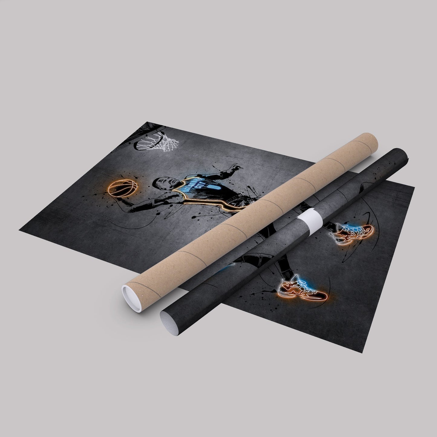 Russell Westbrook Neon Canvas Art | Modern Wall Decor for Thunder Fans