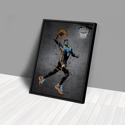 Russell Westbrook Neon Canvas Art | Modern Wall Decor for Thunder Fans