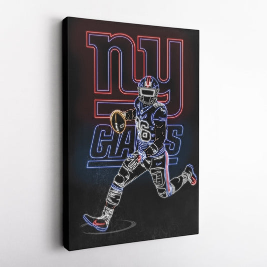 Saquon Barkley Neon Canvas Art | Giants Wall Decor