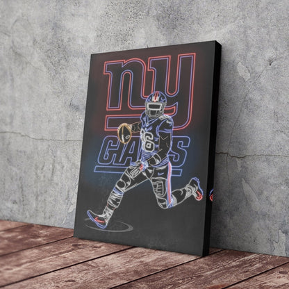 Saquon Barkley Neon Canvas Art | Giants Wall Decor