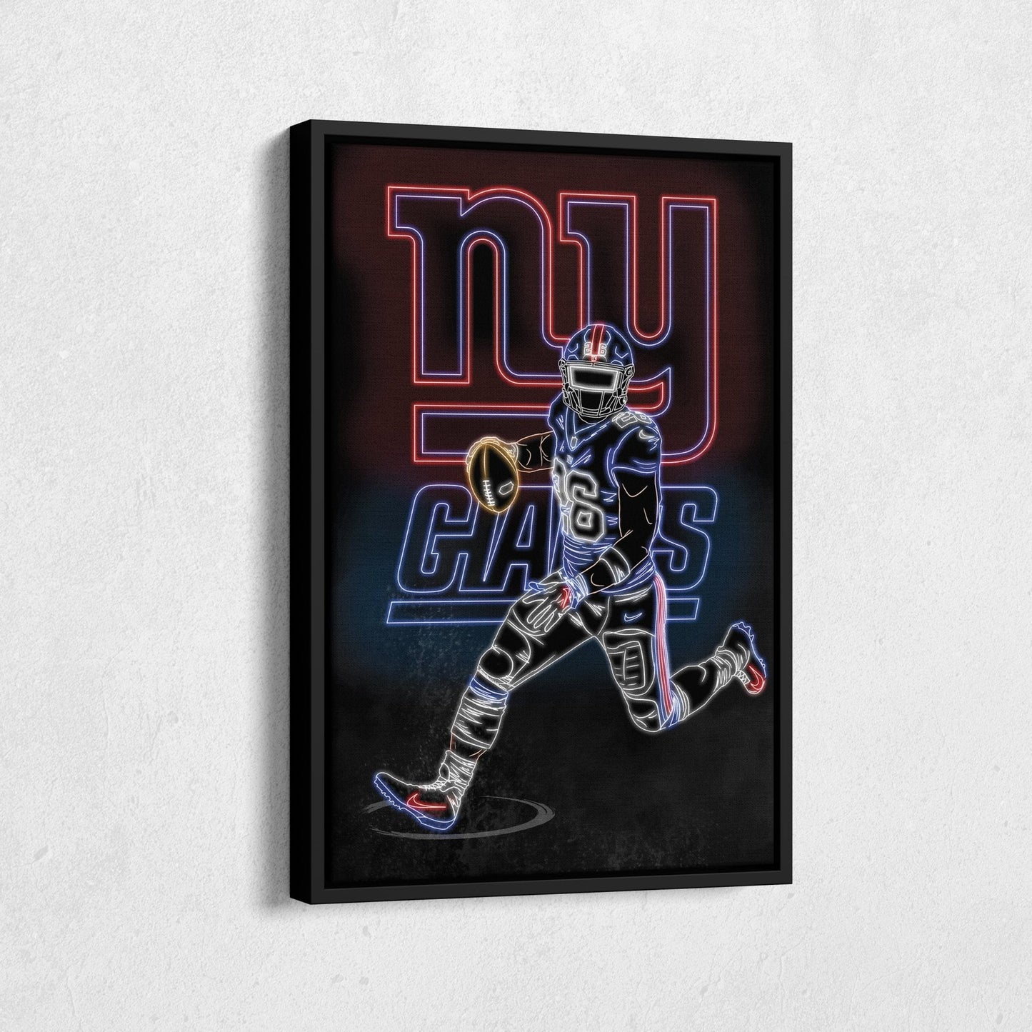 Saquon Barkley Neon Canvas Art | Giants Wall Decor