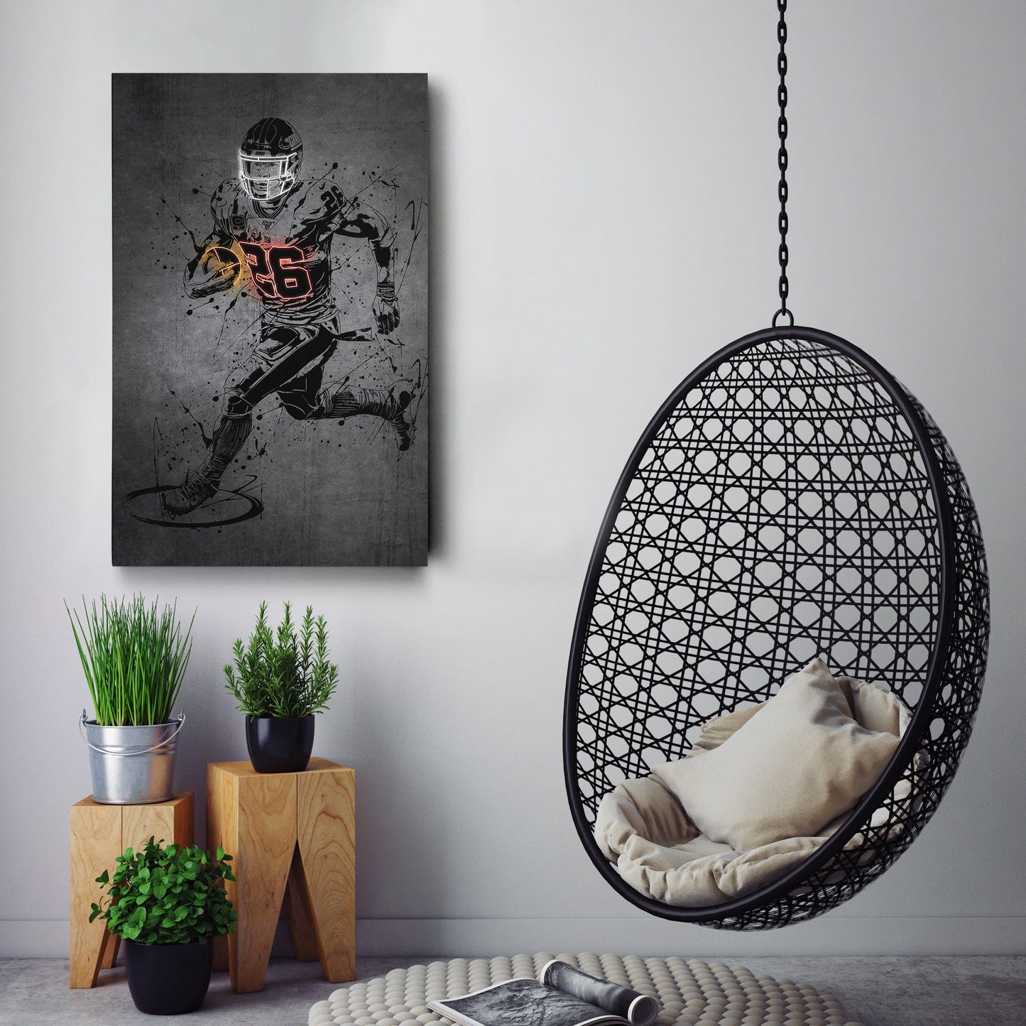 Saquon Barkley Neon Canvas Art | Modern Wall Decor for Giants Fans