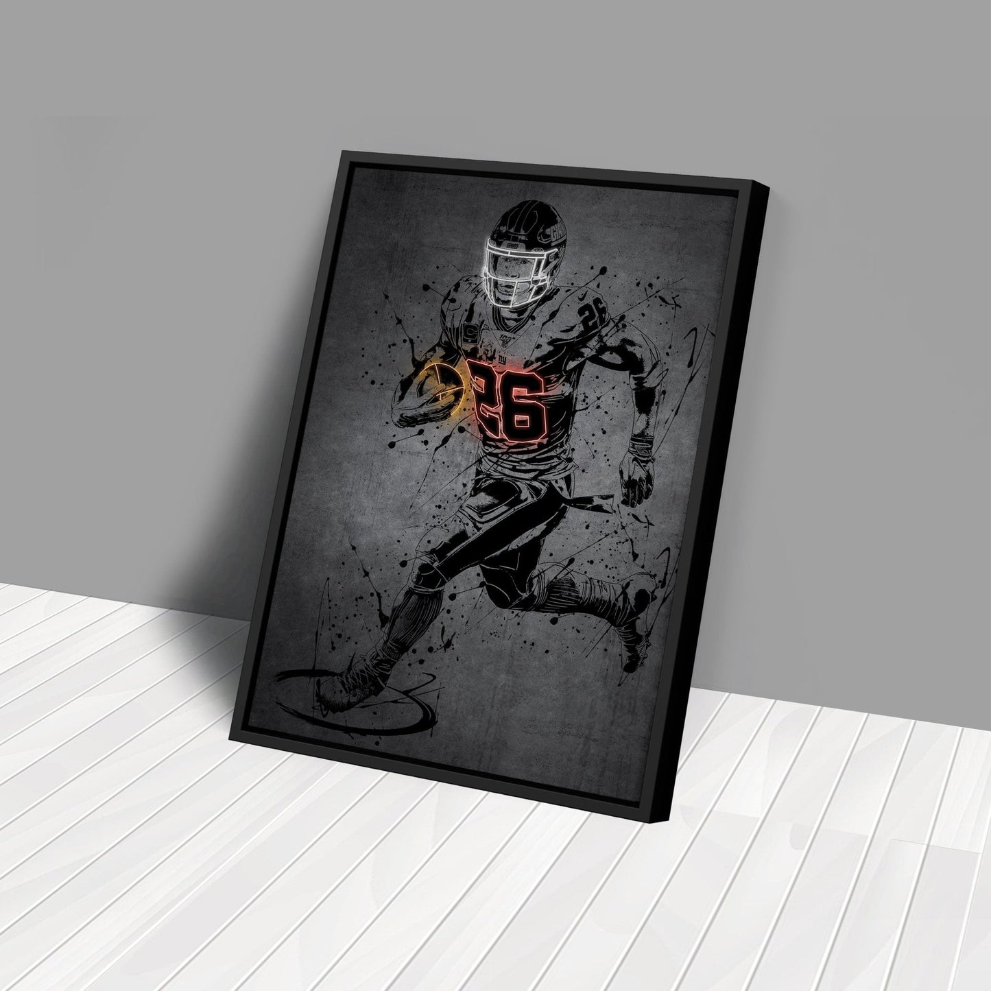 Saquon Barkley Neon Canvas Art | Modern Wall Decor for Giants Fans