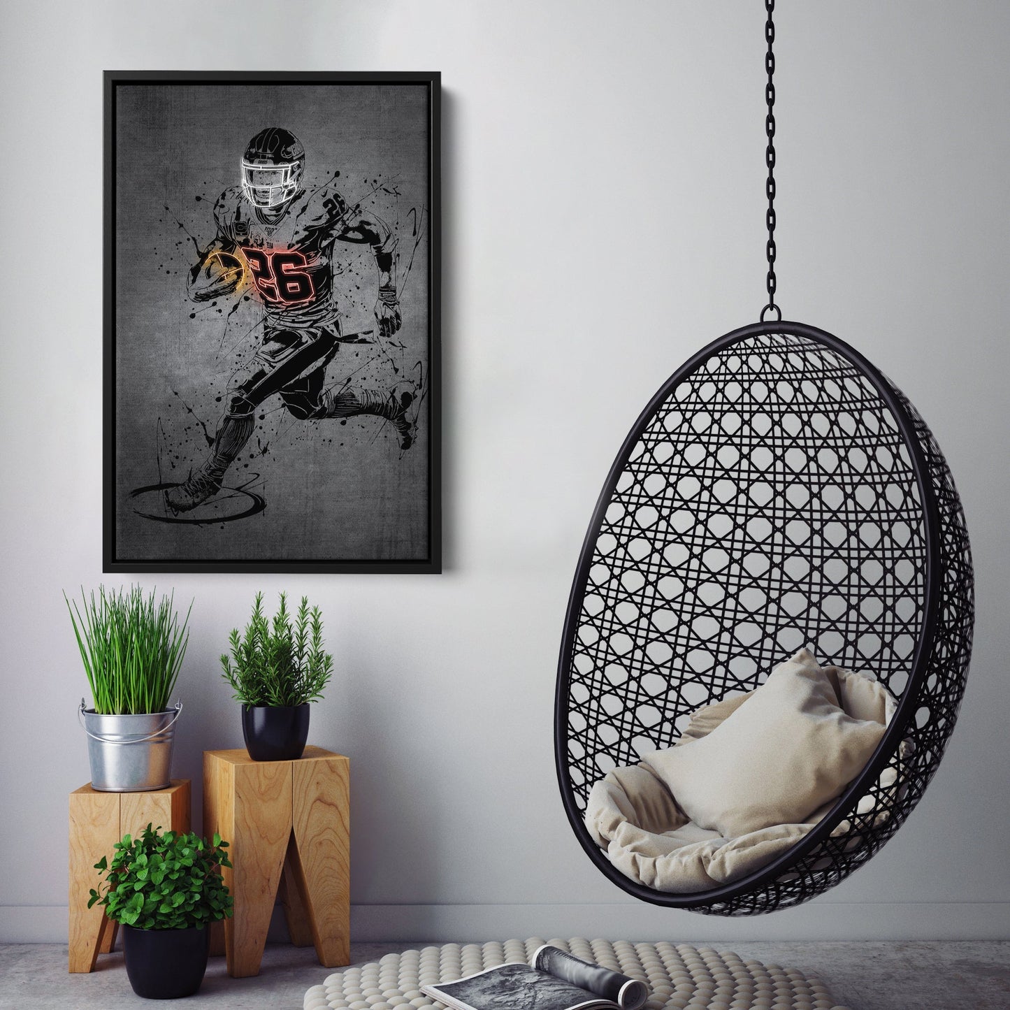 Saquon Barkley Neon Canvas Art | Modern Wall Decor for Giants Fans
