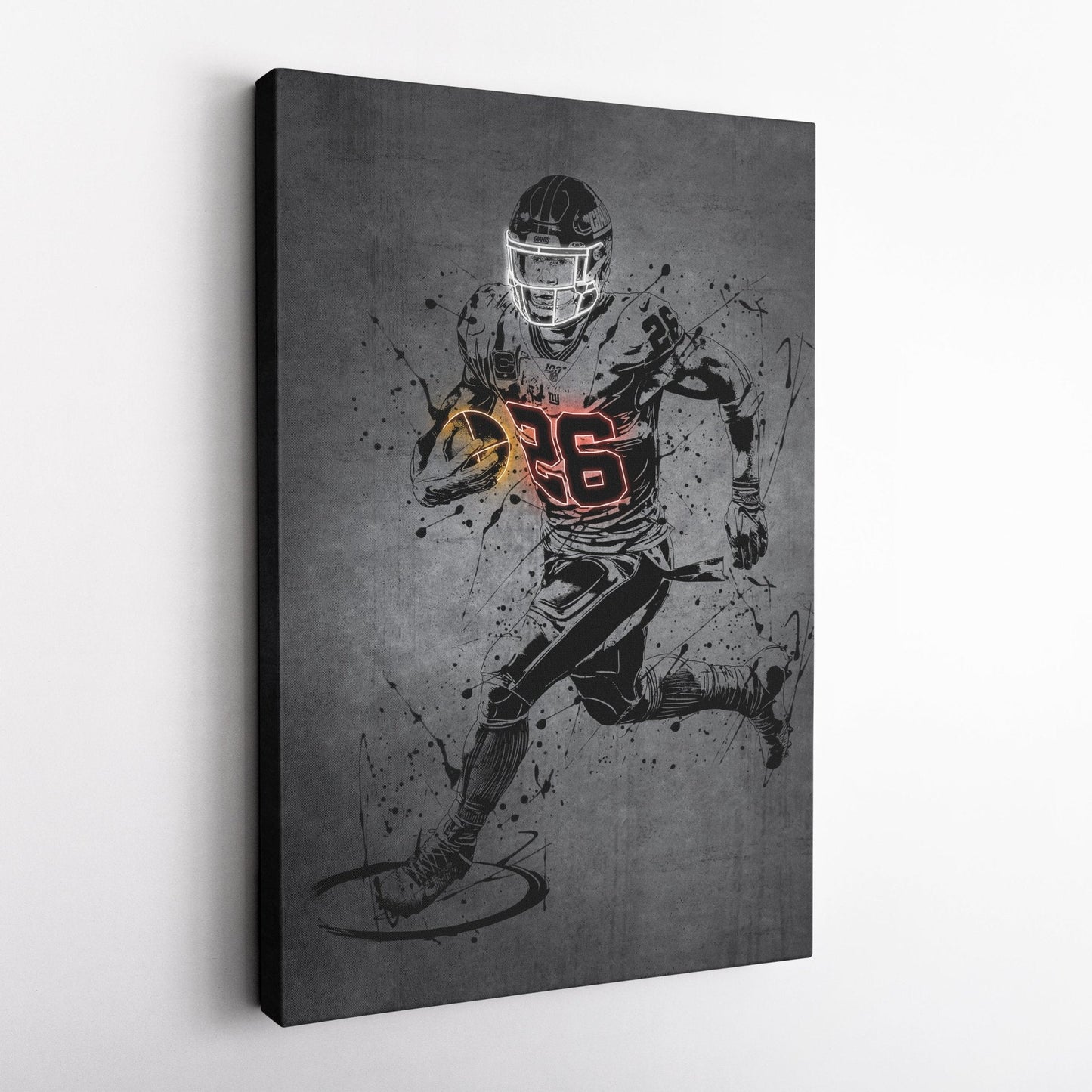 Saquon Barkley Neon Canvas Art | Modern Wall Decor for Giants Fans
