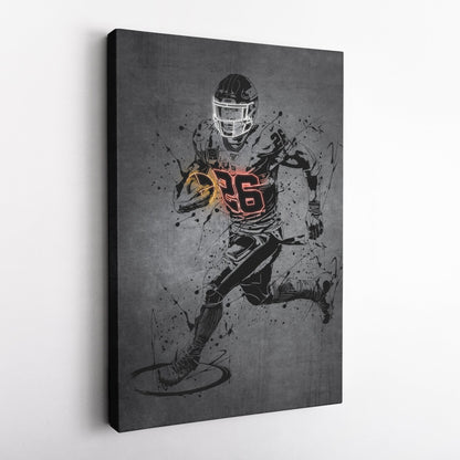 Saquon Barkley Neon Canvas Art | Modern Wall Decor for Giants Fans