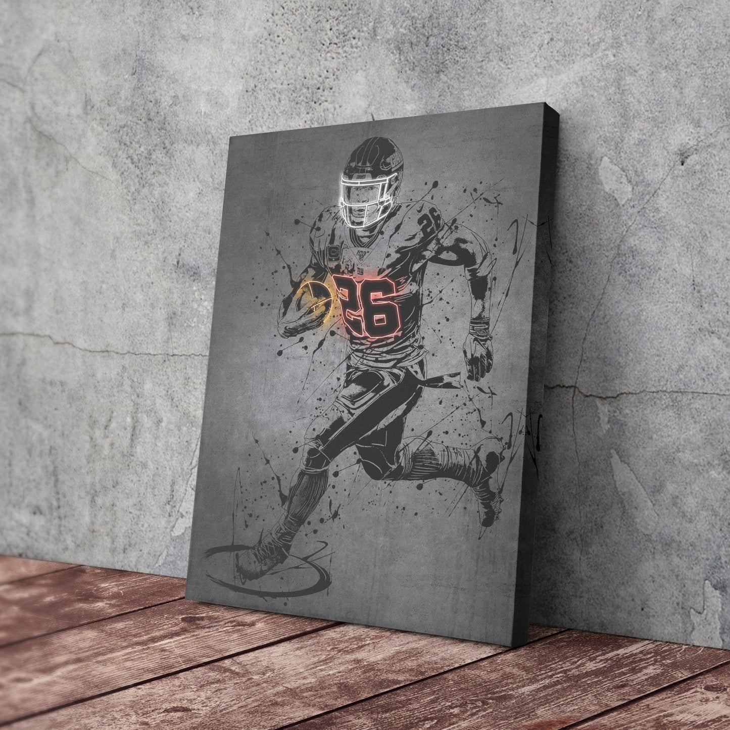 Saquon Barkley Neon Canvas Art | Modern Wall Decor for Giants Fans