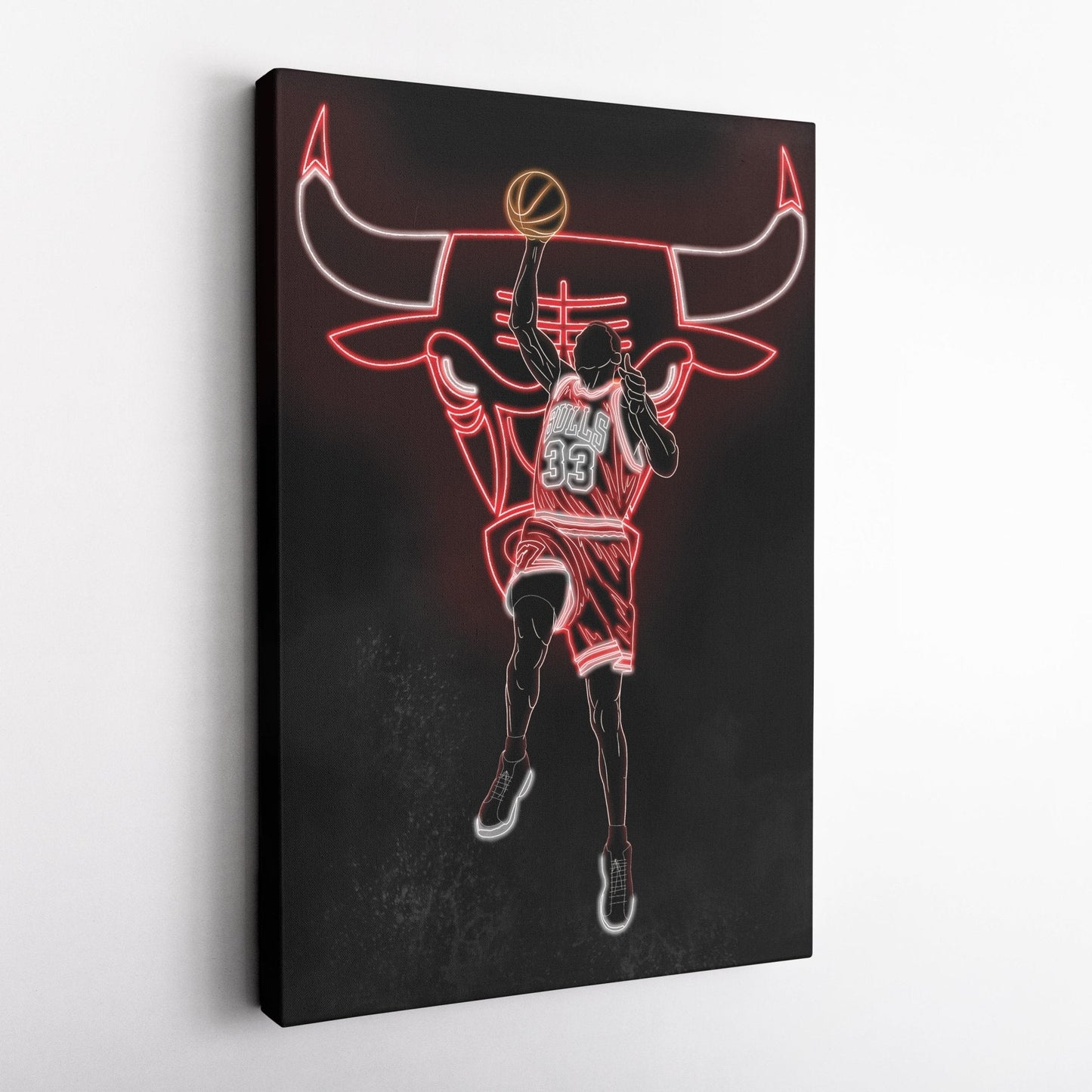 Scottie Pippen Neon Canvas Art | Bulls Wall Decor