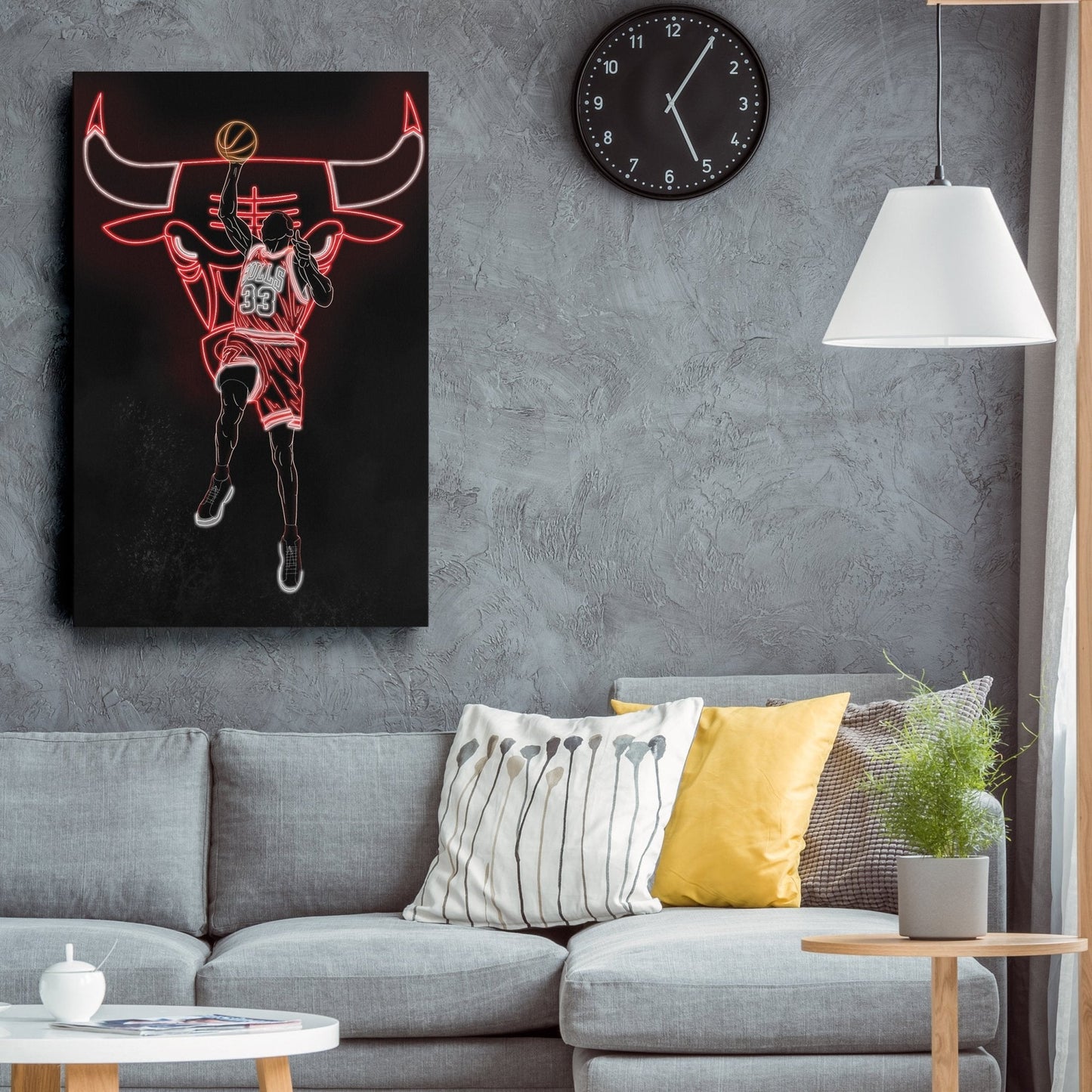 Scottie Pippen Neon Canvas Art | Bulls Wall Decor
