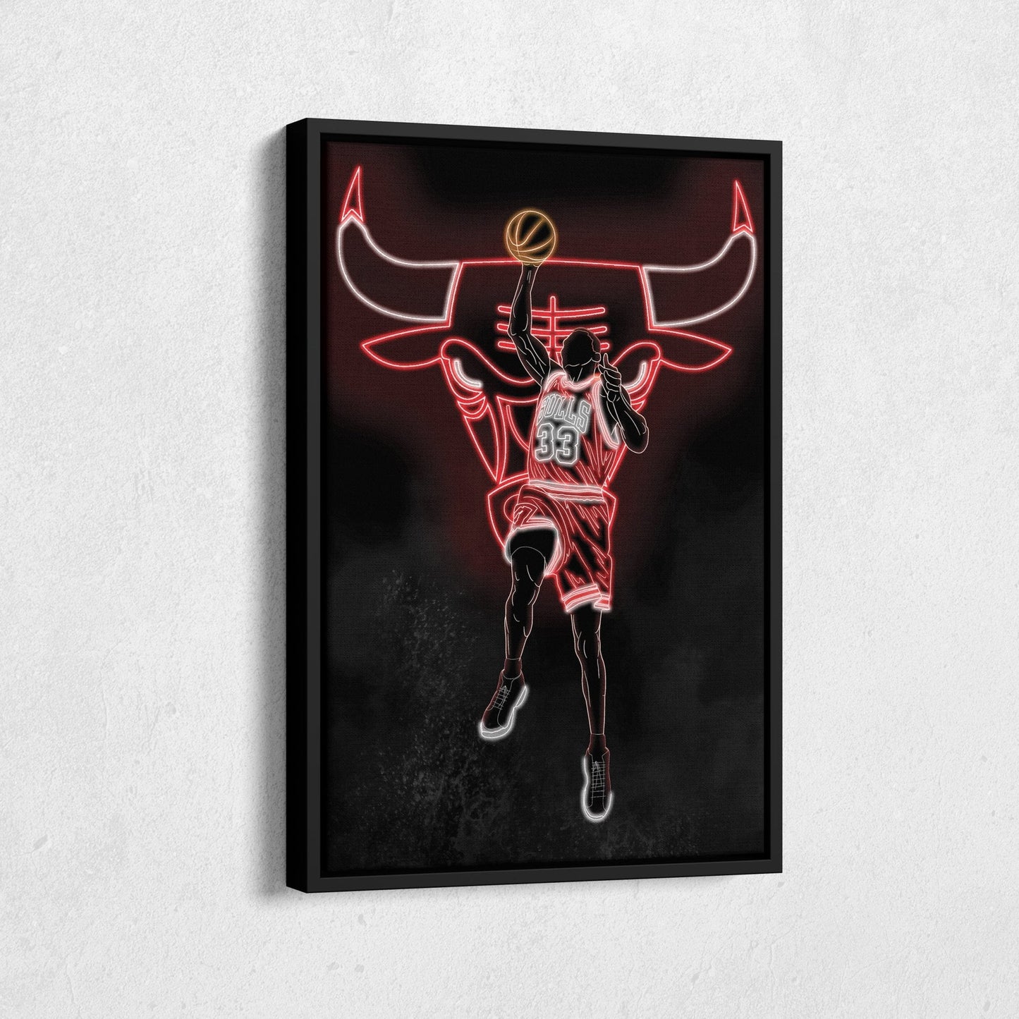 Scottie Pippen Neon Canvas Art | Bulls Wall Decor