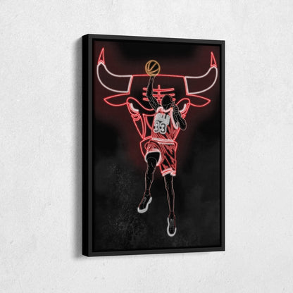 Scottie Pippen Neon Canvas Art | Bulls Wall Decor