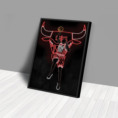 Scottie Pippen Neon Canvas Art | Bulls Wall Decor