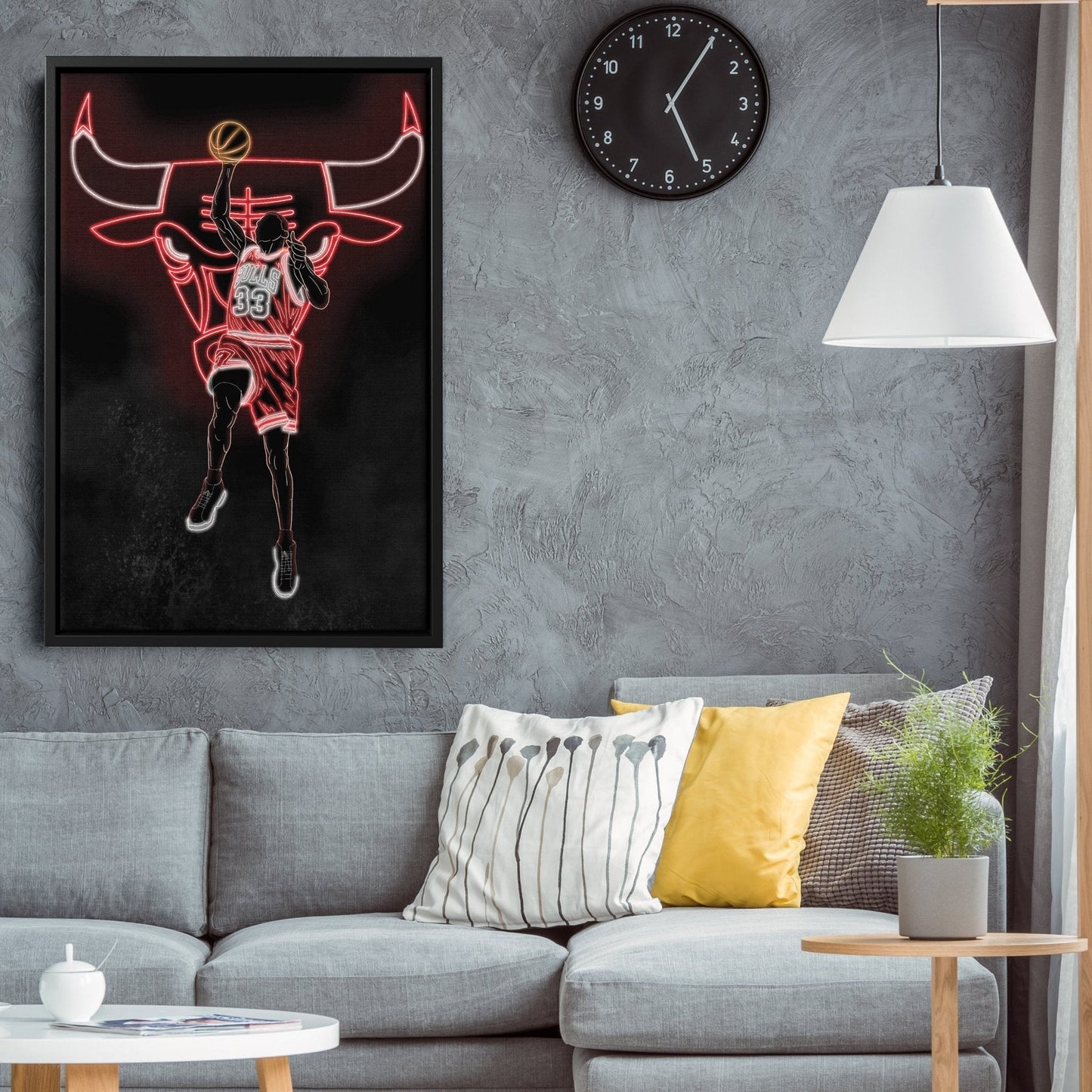Scottie Pippen Neon Canvas Art | Bulls Wall Decor