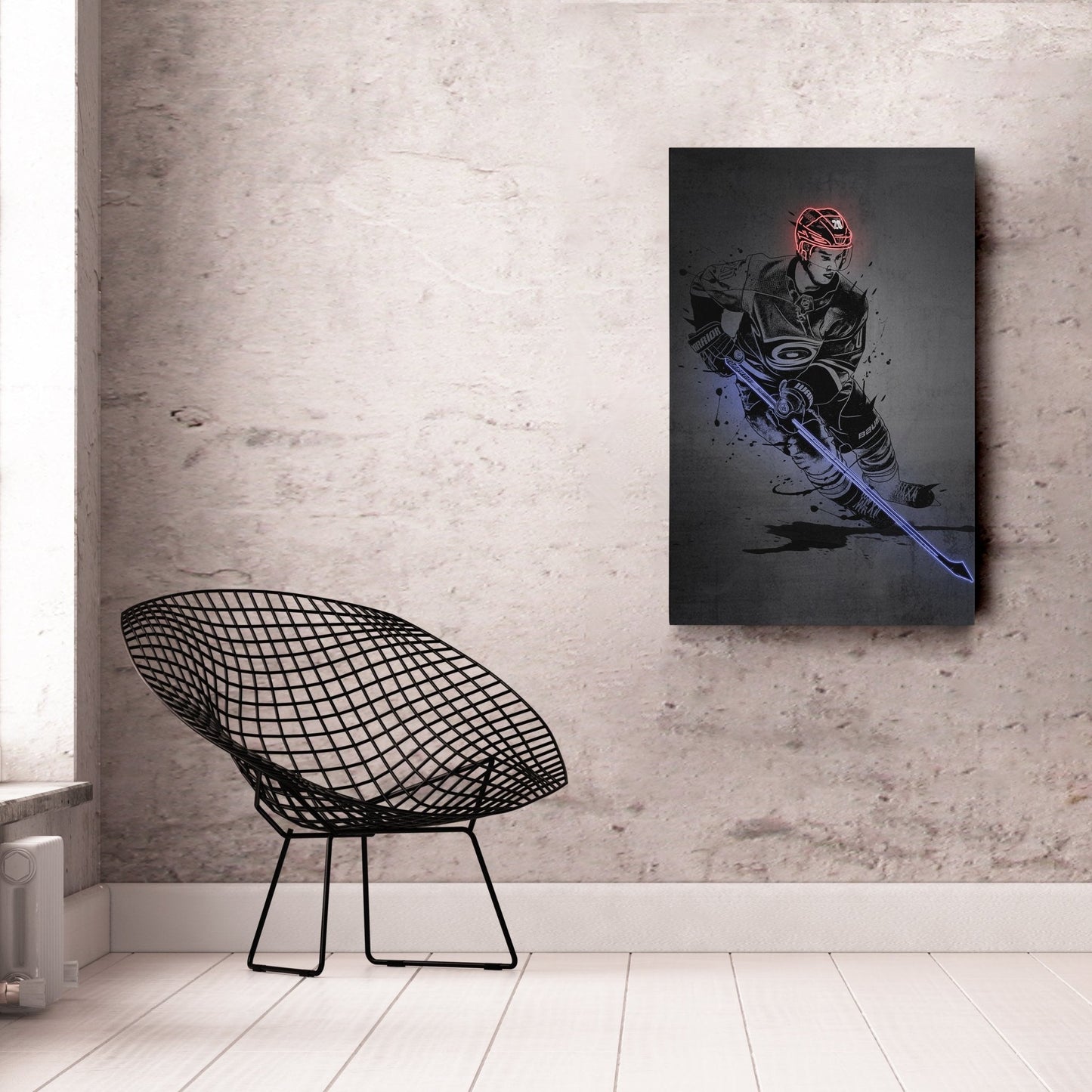 Sebastian Aho Neon Canvas Art | Modern Wall Decor for Hurricanes Fans