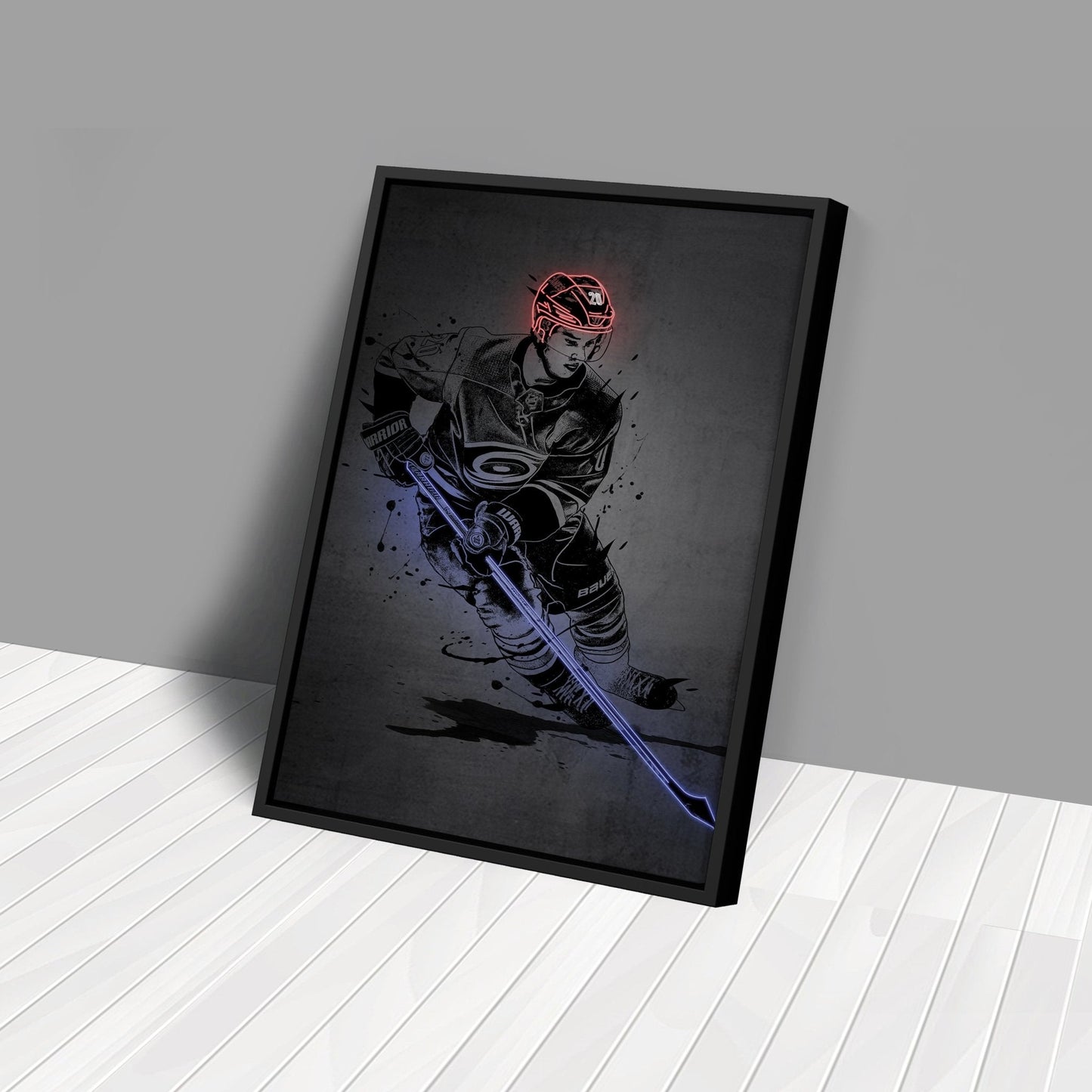 Sebastian Aho Neon Canvas Art | Modern Wall Decor for Hurricanes Fans