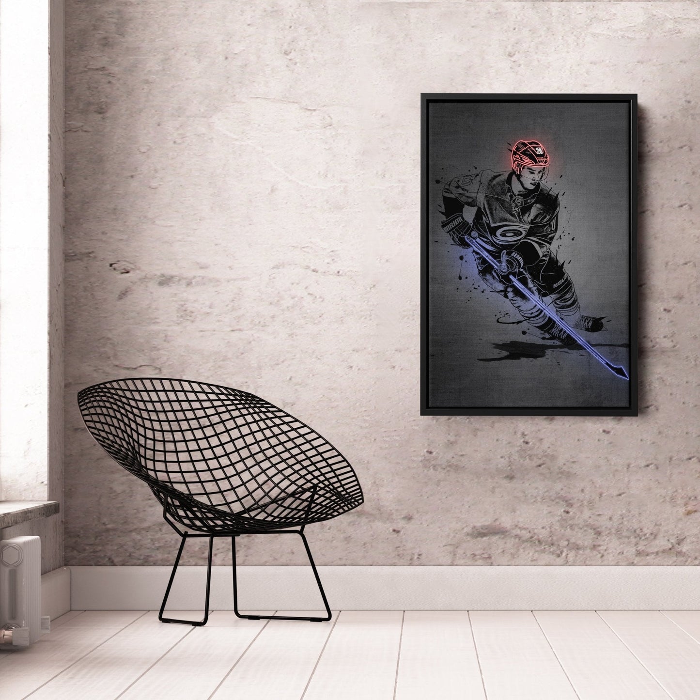 Sebastian Aho Neon Canvas Art | Modern Wall Decor for Hurricanes Fans