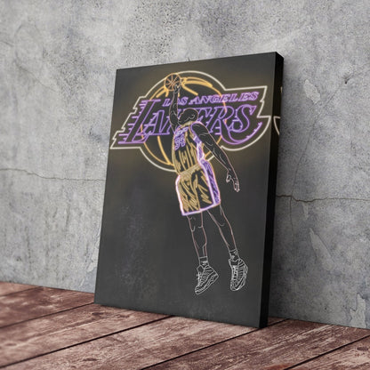 Shaquille O'Neal Neon Canvas Art | Lakers Wall Decor