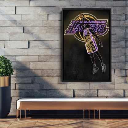 Shaquille O'Neal Neon Canvas Art | Lakers Wall Decor
