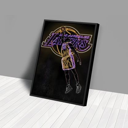 Shaquille O'Neal Neon Canvas Art | Lakers Wall Decor