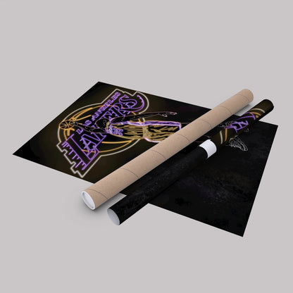 Shaquille O'Neal Neon Canvas Art | Lakers Wall Decor