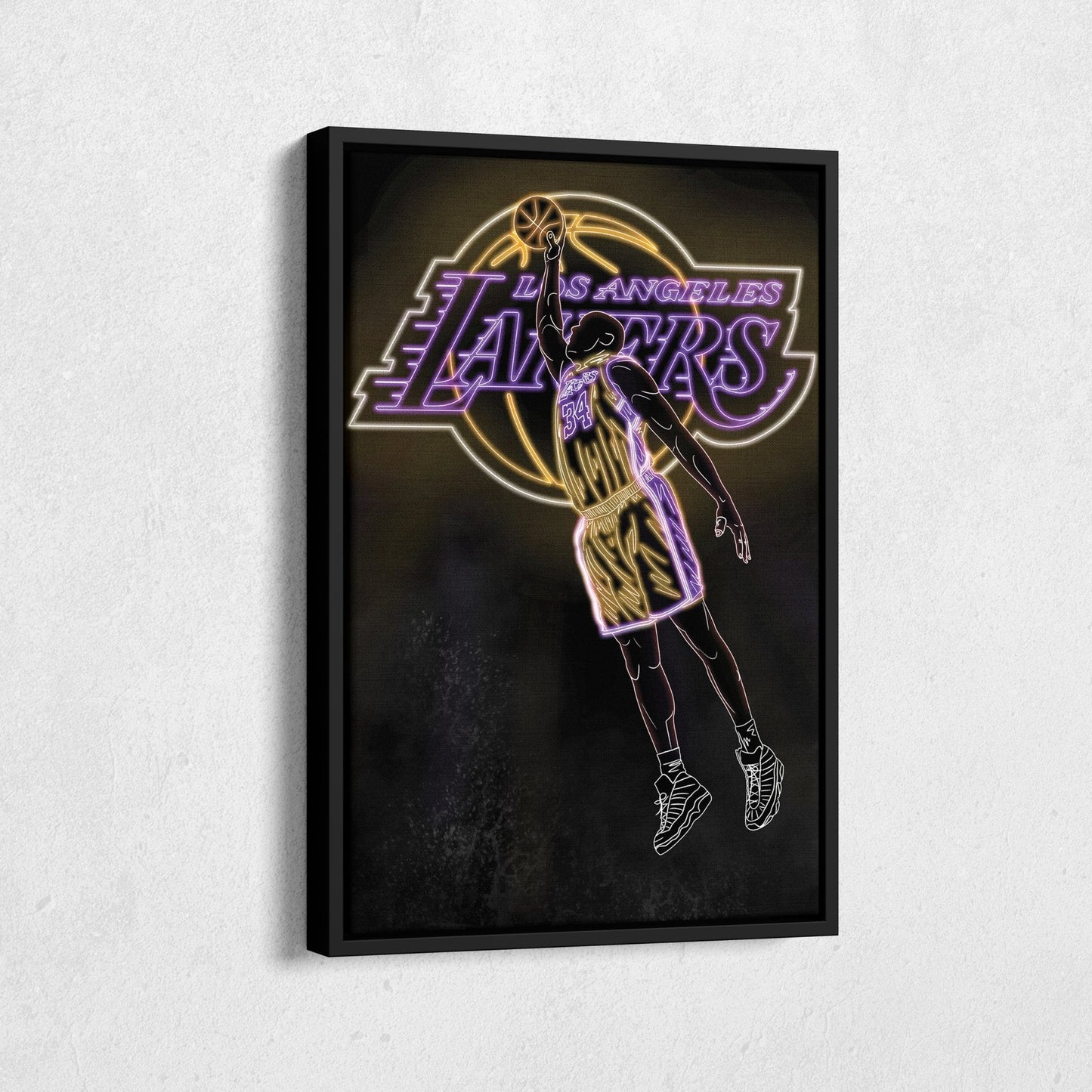 Shaquille O'Neal Neon Canvas Art | Lakers Wall Decor