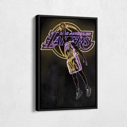 Shaquille O'Neal Neon Canvas Art | Lakers Wall Decor